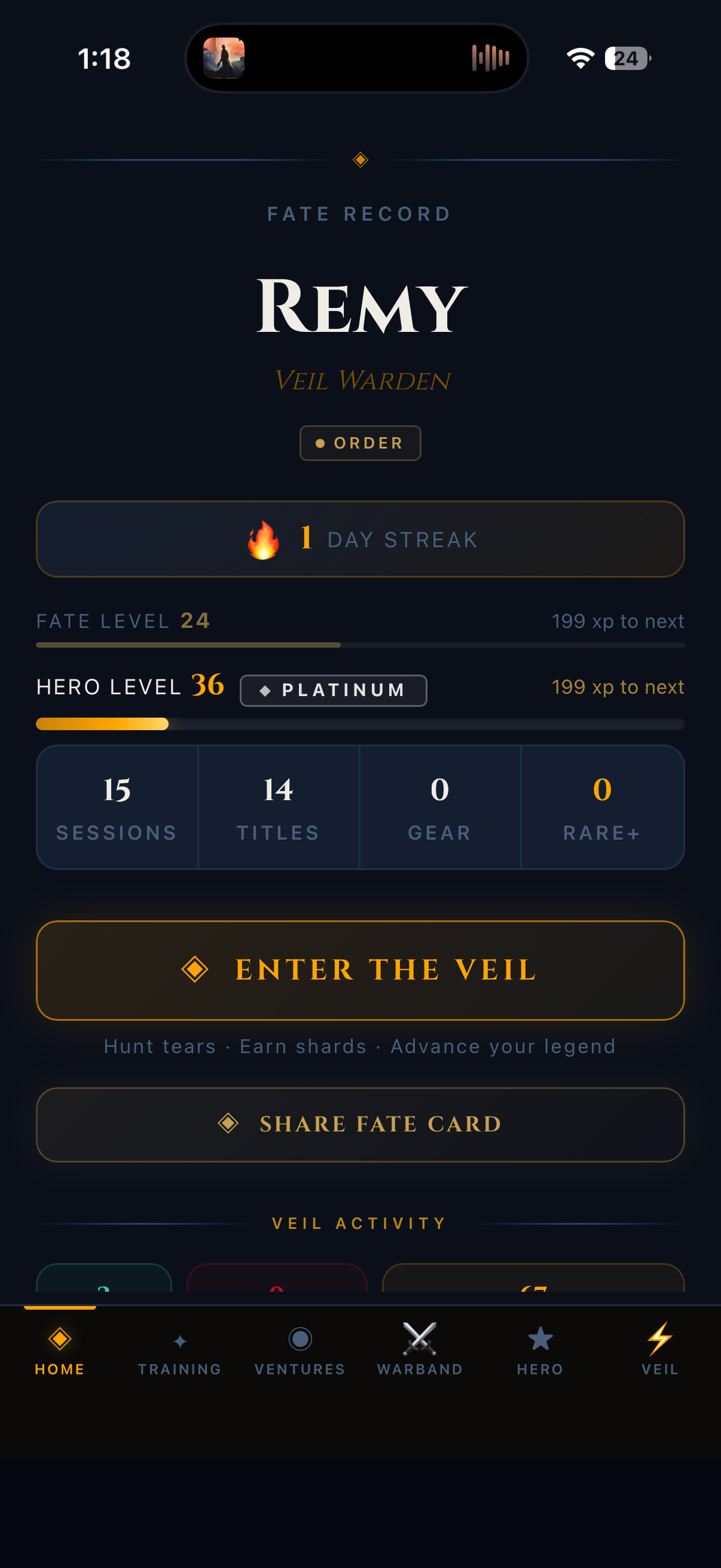 Fate Record home screen